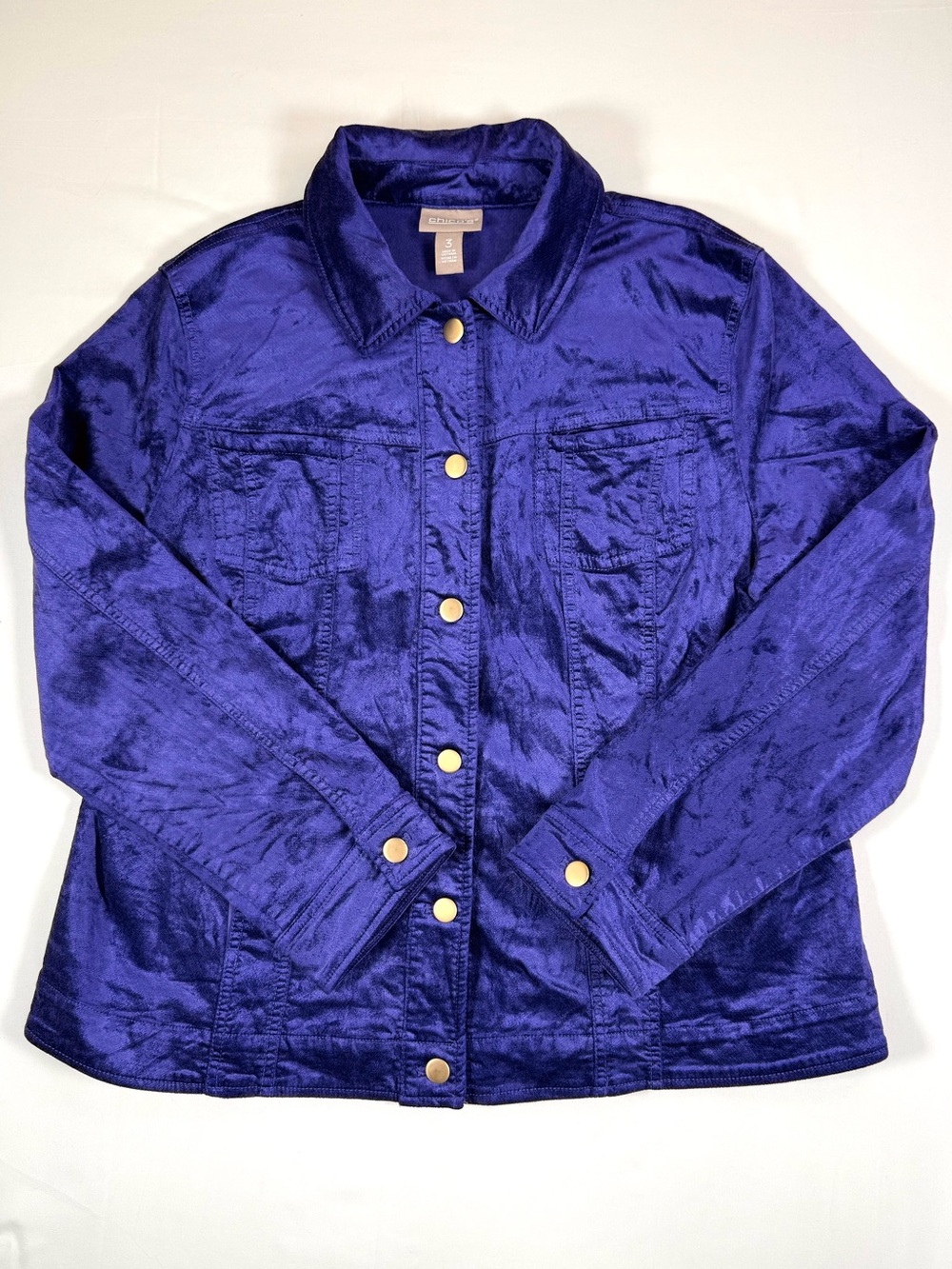 CHICO’S Womens Velveteen Trucker Jacket 3 XL Western Luxe Ranch Rodeo Whimsigoth